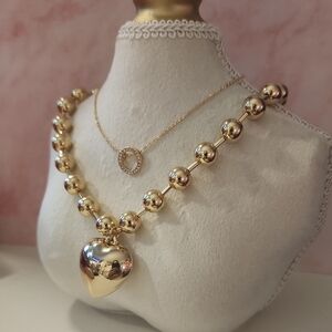 Park Lane Gold Beaded Heart Necklace